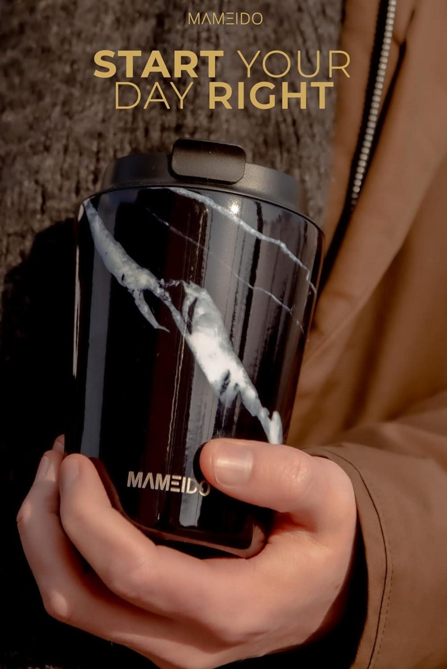 MAMEIDO Thermobecher doppelwandig isoliert auslaufsicher warmhaltend