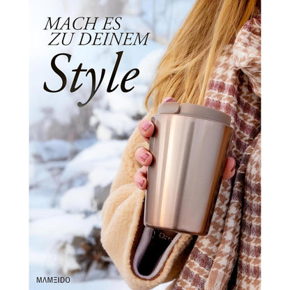 MAMEIDO Thermobecher 350ml Edelstahl doppelwandig isoliert