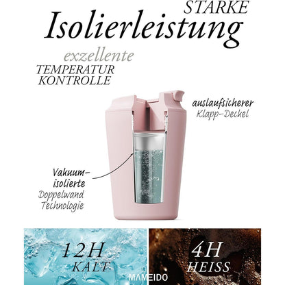 MAMEIDO Thermobecher 350ml doppelwandig isoliert Pearl