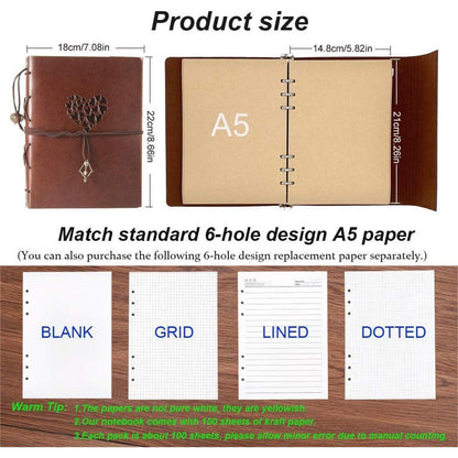 Notizbuch DIN A5 Vintage Leder Sketchbook Blanko Kraft