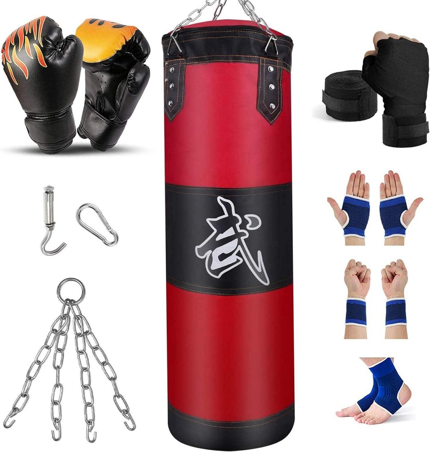 Schwerer Boxsack Set für Erwachsene & Kinder MMA Kickboxen 100cm Rot