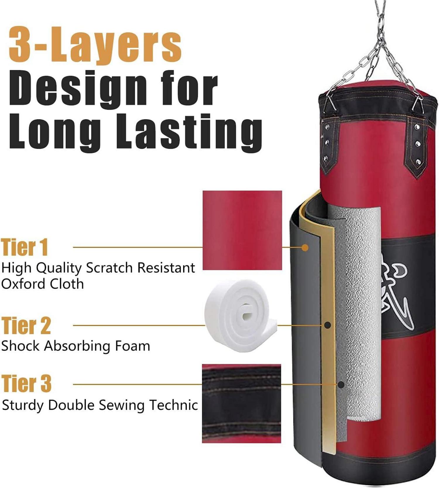 Schwerer Boxsack Set für Erwachsene & Kinder MMA Kickboxen 100cm Rot