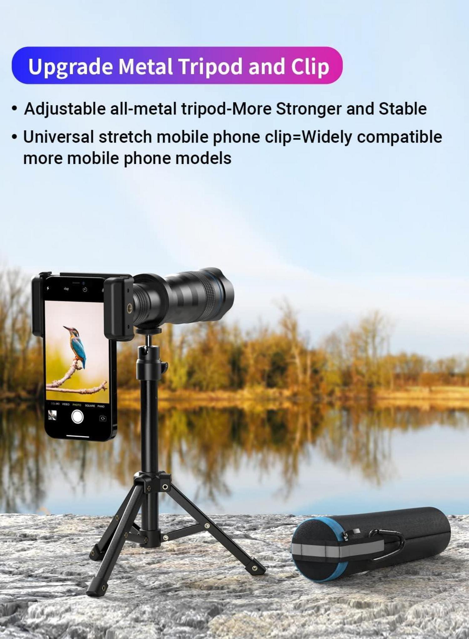36X HD Apexel Teleobjektiv Stativ für iPhone 12 11pro Samsung Huawei