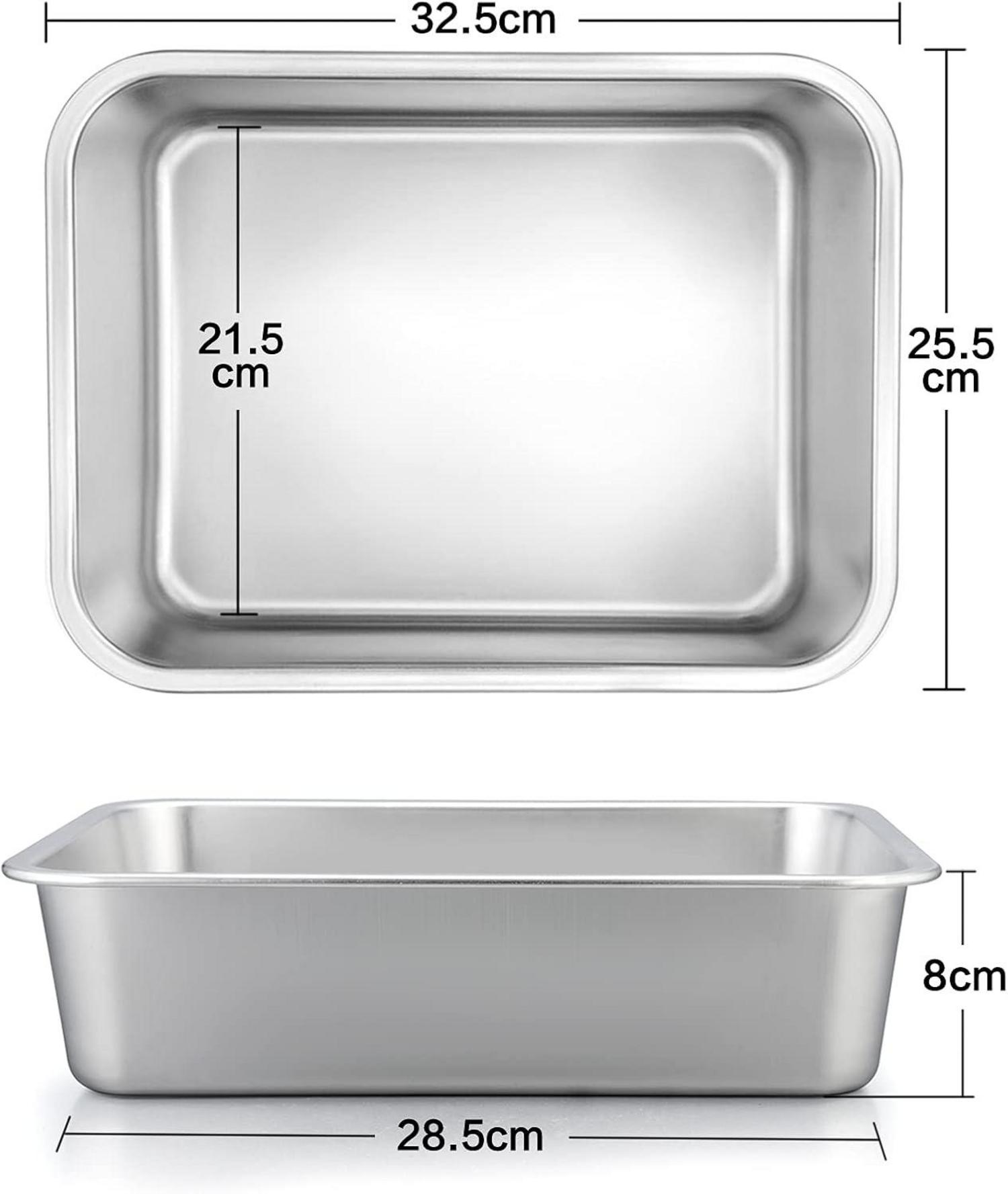Edelstahl Auflaufform Set Rechteckig 2er, Lasagne Backform