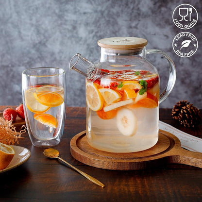 Teekanne Glas 1500ML mit Siebeinsatz für losen Tee - Herdsicher