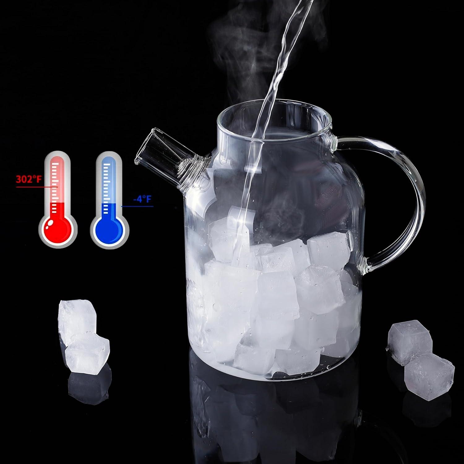 Klare Glasteekanne mit Siebeinsatz 1500ML/50,7OZ HERDSICHER