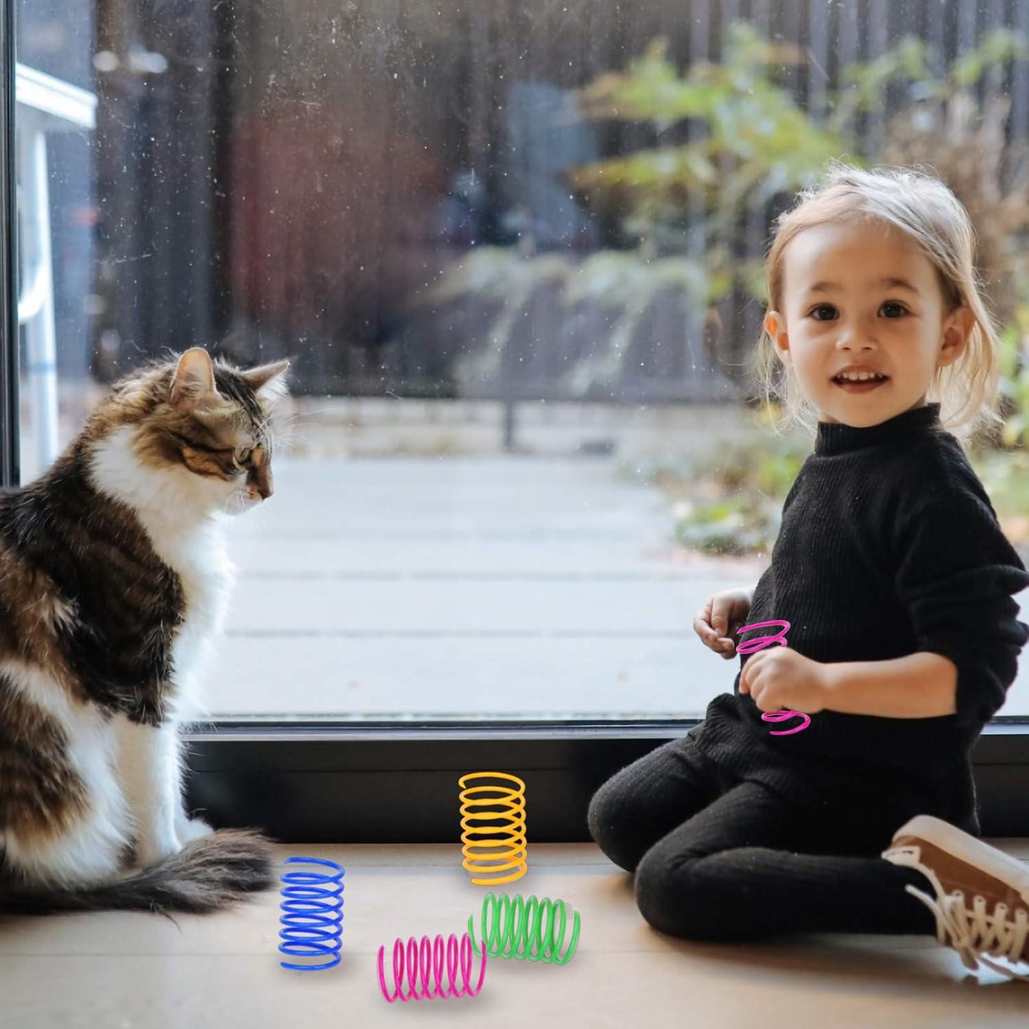 Katze Spielzeug 20 Stück Spiralfedern Buntes Kunststoff Neuheit Spiralform
