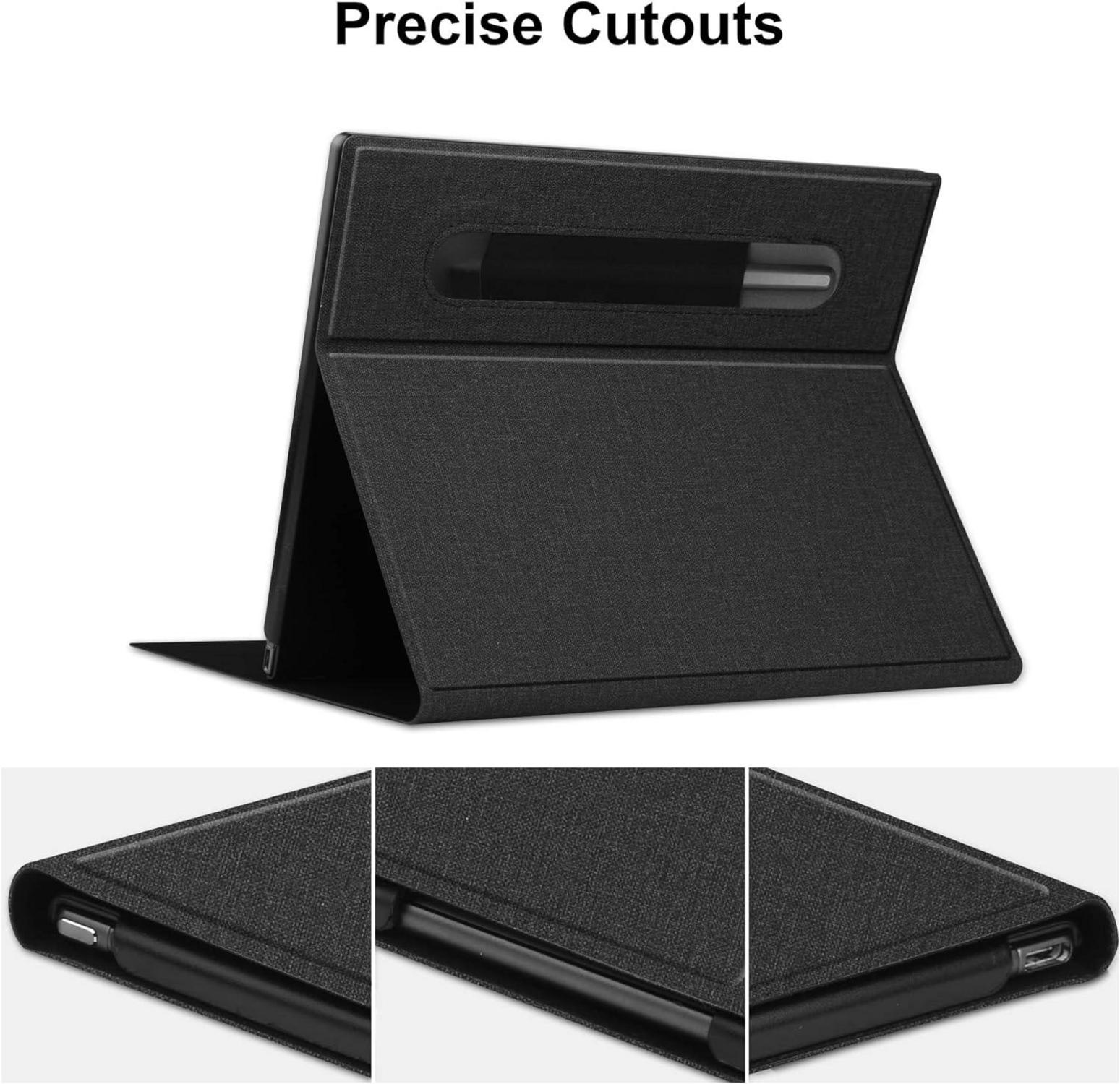 Slim Book Folio Ledertasche mit Ständer für Remarkable 2 10.3 - Schwarz