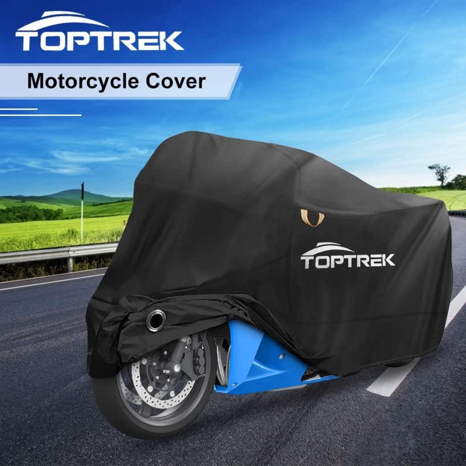 Toptrek XXXL Motorradabdeckung 210D Oxford Stoff Wasserdicht Schwarz