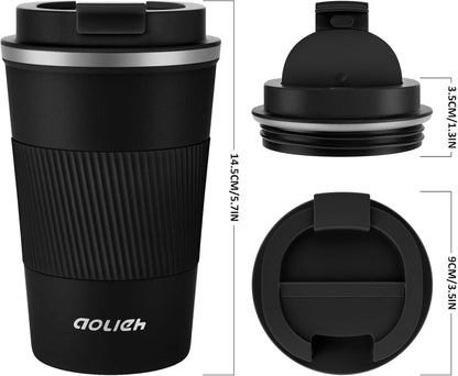Thermobecher Kaffeebecher Auslaufsicherer Deckel Edelstahl Isolierbecher 380ml