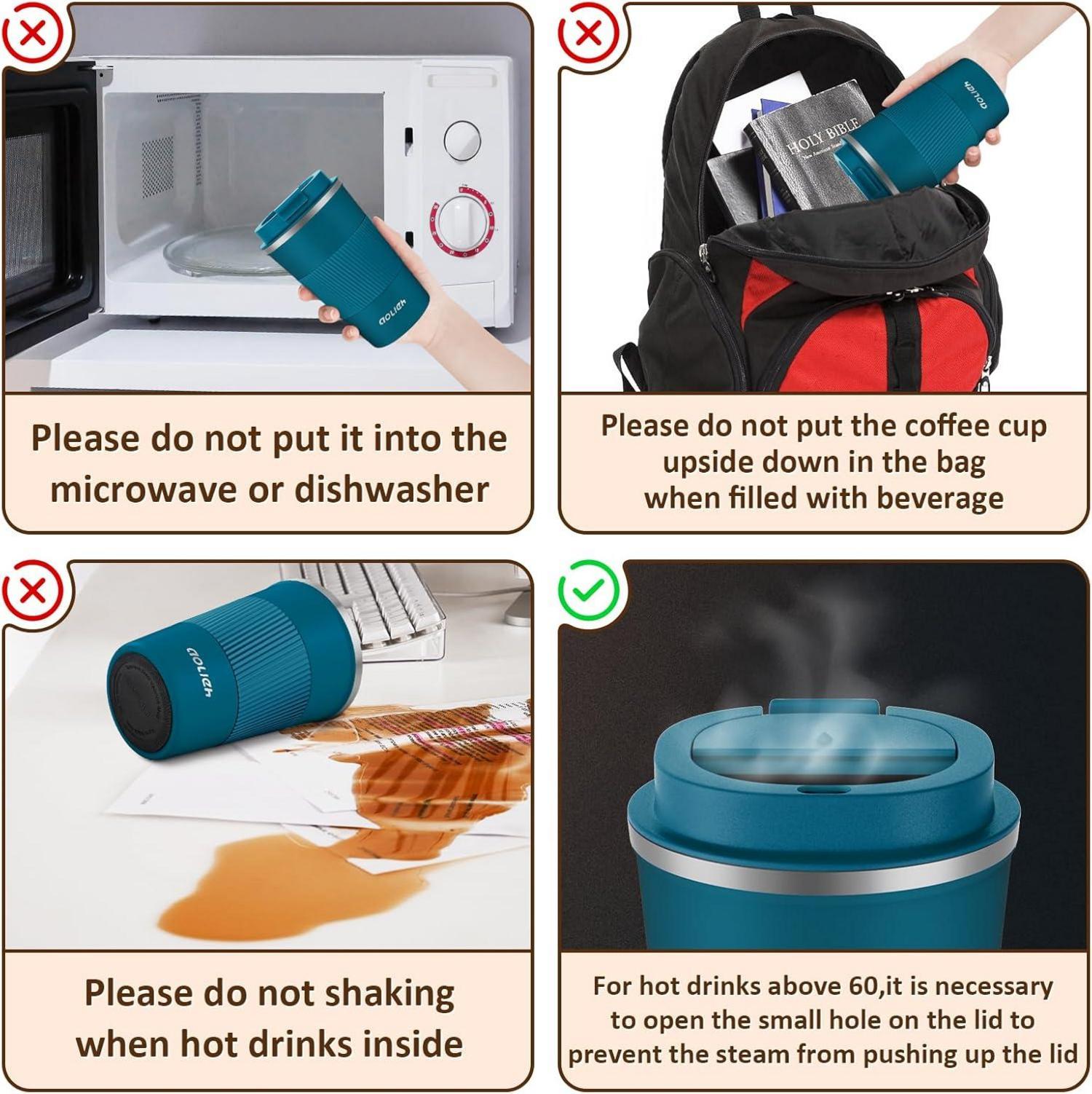 Thermobecher Kaffeebecher Isolierbecher Edelstahl 380ml Blau