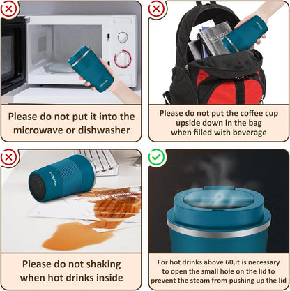 Thermobecher Kaffeebecher Isolierbecher Edelstahl 380ml Blau