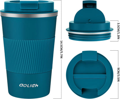 Thermobecher Edelstahl Isolierbecher Kaffeebecher Auslaufsicher Blau