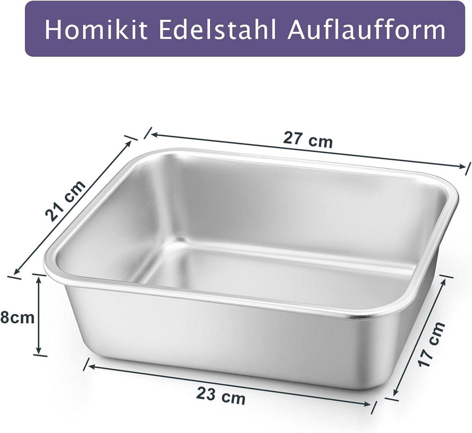 Edelstahl Auflaufform Set 27x21x8cm 2 Stück - Rechteckige