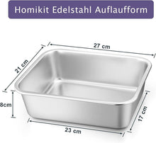 Edelstahl Auflaufform Set 27x21x8cm 2 Stück - Rechteckige