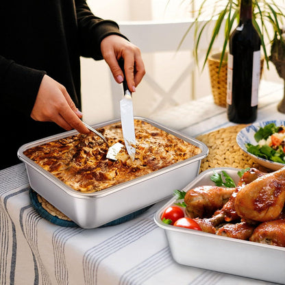 Homikit Edelstahl Auflaufform Set 27x21x8cm für Lasagne & Kuchen
