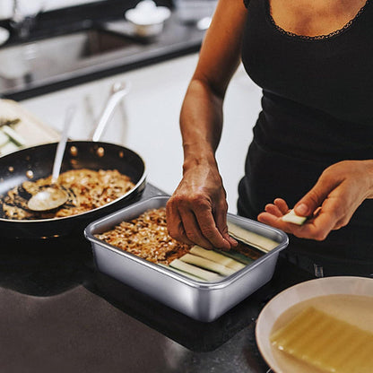 Homikit Auflaufform Klein aus Edelstahl 27 x 21 x 8 cm - Perfekt für Lasagne Brownie