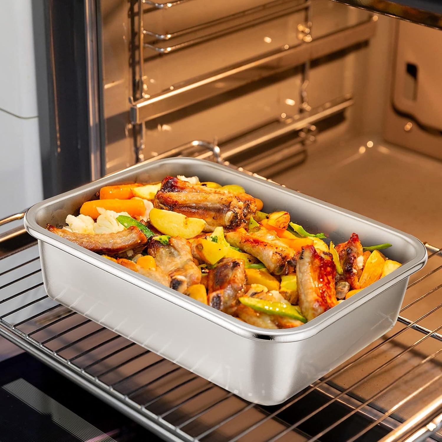 Auflaufform Klein Edelstahl Rechteckig 27x21x8cm für Lasagne Brownie
