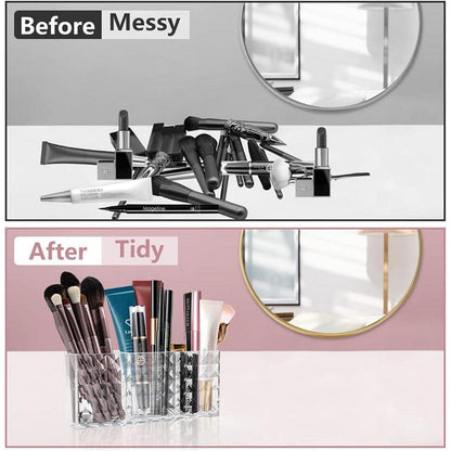 Acryl Kosmetik Organizer mit Kristall Pinselhalter für