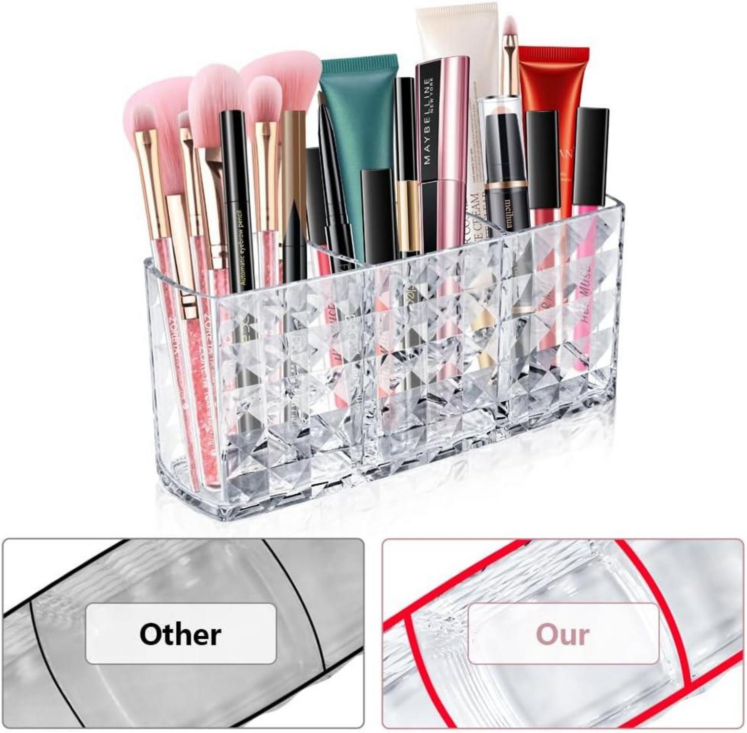 Kosmetik Organizer Acryl Kristall Makeup Pinsel Halter 3 Fächer