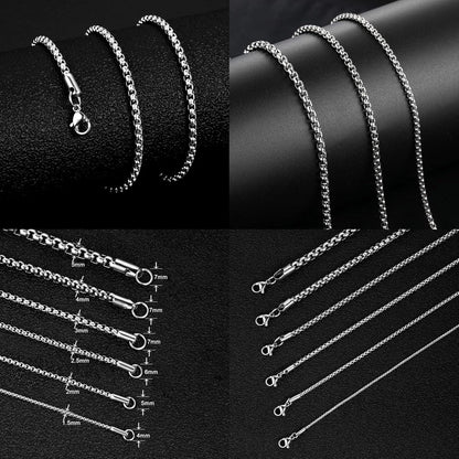 Edelstahl Seilkette für Damen und Herren, 1,5-5,0 mm Breite, 45-80 cm Länge