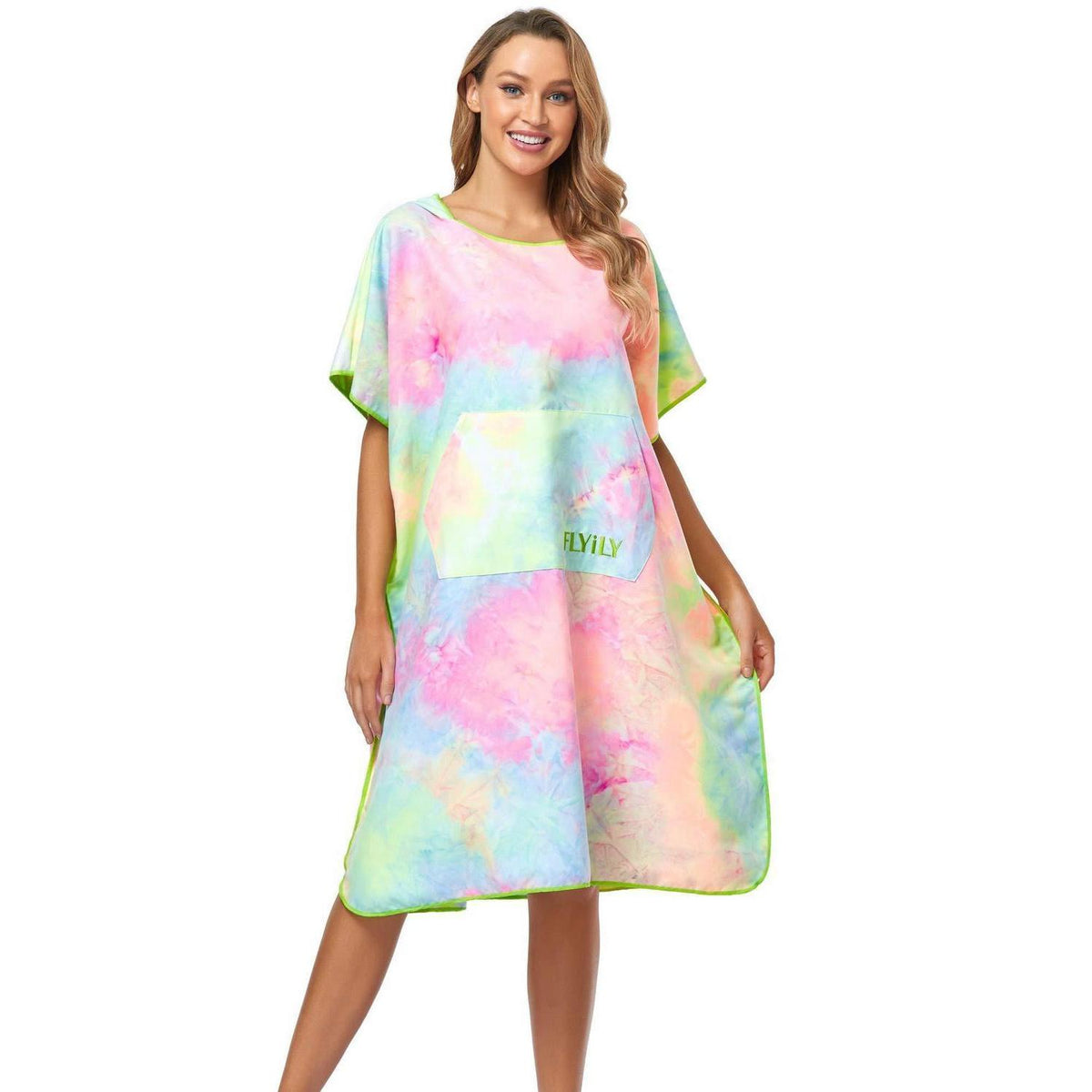 Surf Poncho: Mobile Umkleide & Kuscheliger Bademantel Tiedye
