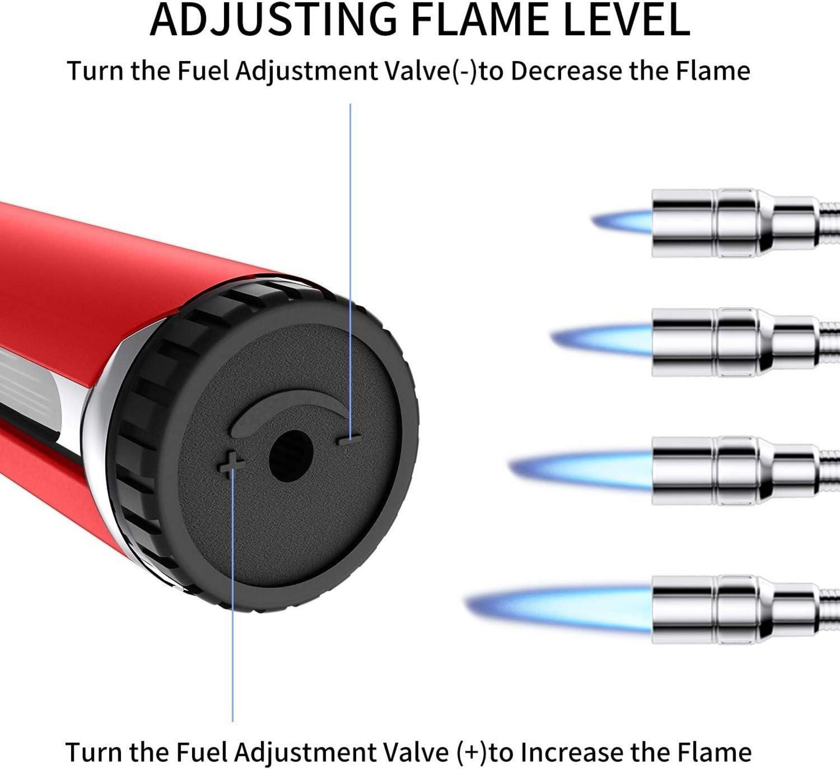 Megainvo Stabfeuerzeug Gas Nachfüllbar Jetflamme Flexibel