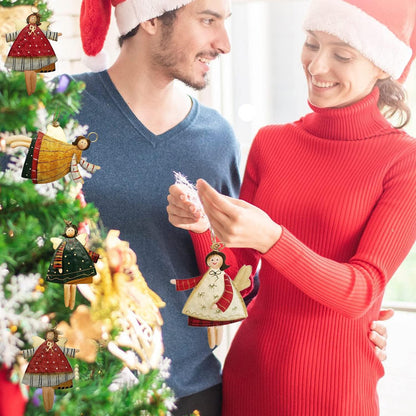 Weihnachtsanhänger Metall Engel Schneeflockenmuster Dekoration 10x10x10cm 4er