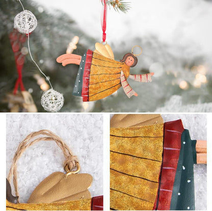 Weihnachtsanhänger Metall Engel Schneeflockenmuster Dekoration 10x10x10cm 4er