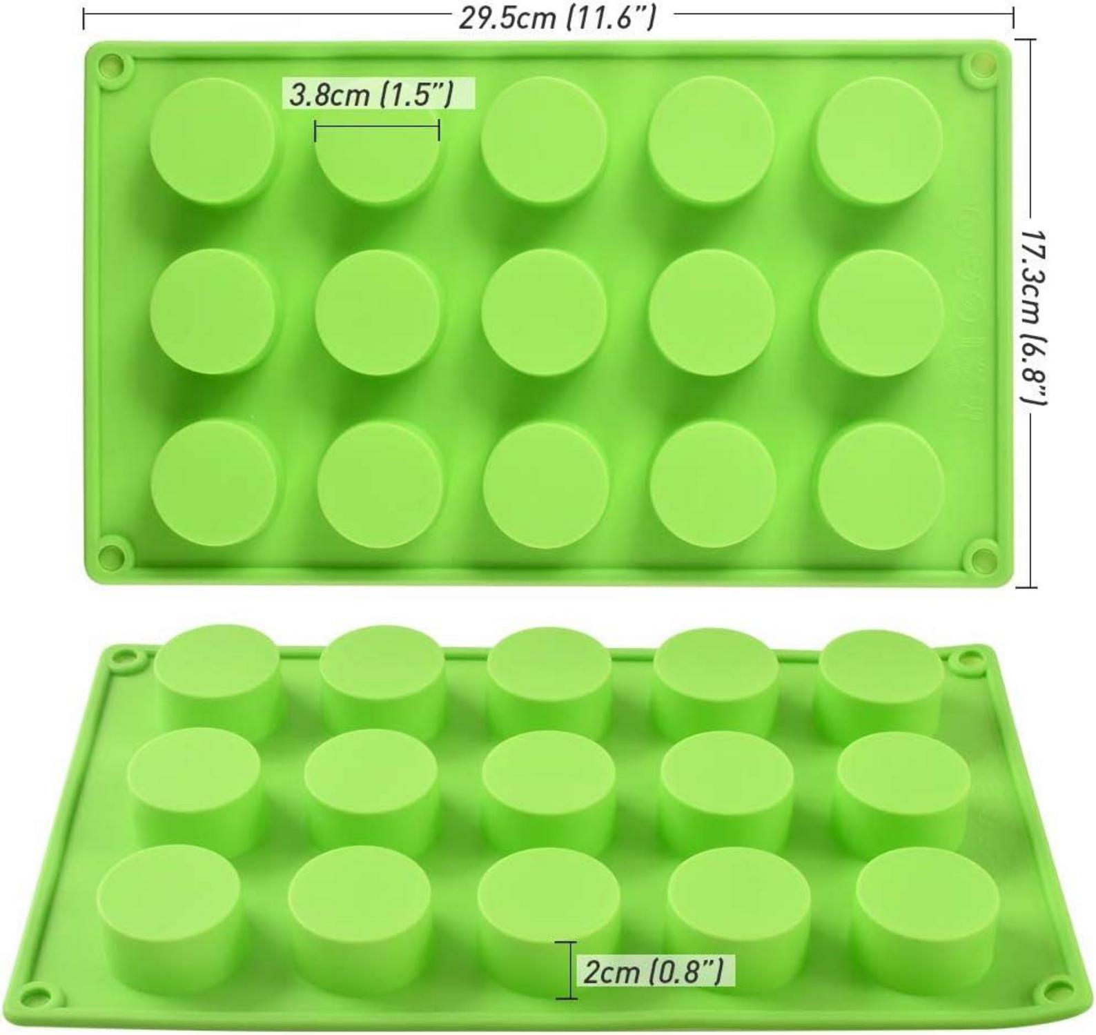 Silikonform für Cupcakes, Muffins, Kuchen - 15 Mulden - Grün
