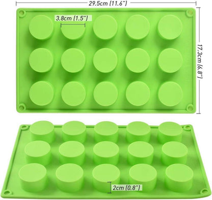 Silikonform für Cupcakes, Muffins, Kuchen - 15 Mulden - Grün