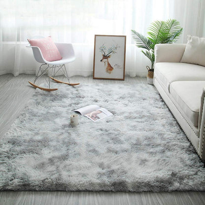 Großer Hochflor Teppich Grau Weiß 160x230 cm Wohnzimmer Schlafzimmer