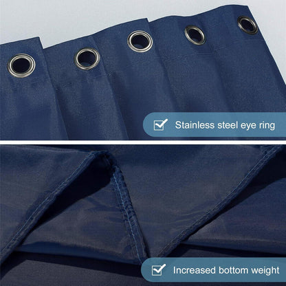 Duschvorhang Überlänge Anti-schimmel Dunkelblau 240x180 cm wasserdicht Polyester Stoff 16 Haken