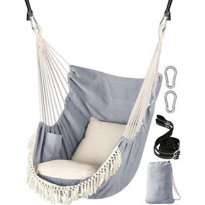 Hängesessel mit Kissen – Boho Schaukelstuhl für Drinnen & Draußen