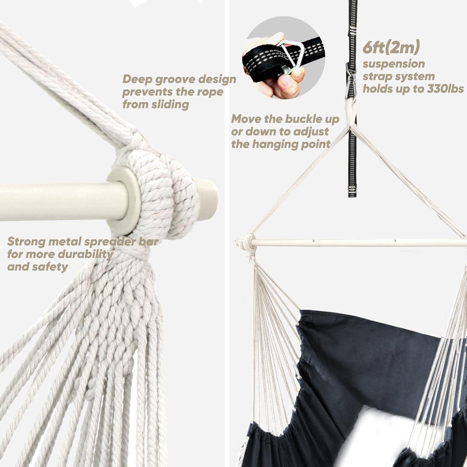 Chihee Hängesessel 500 Pfund Stahl Spreizstange 2 Kissen Macrame Bohemian Stuhl
