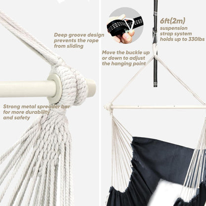 Chihee Hängesessel 500 Pfund Stahl Spreizstange 2 Kissen Macrame Bohemian Stuhl