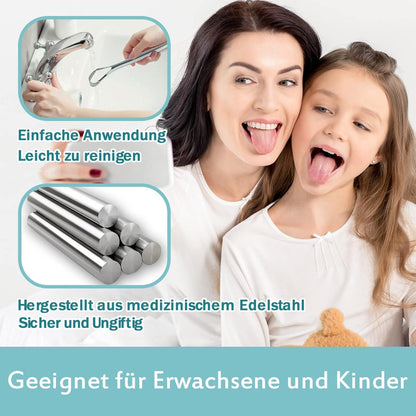 Zungenschaber Edelstahl 4er Set Mini-Haken Mundgeruch bekämpfen