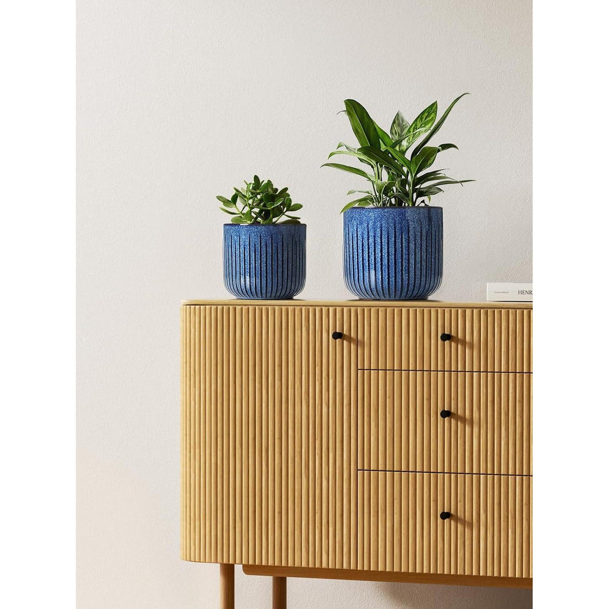 Keramik Übertöpfe 3er Set Ozeanblau, 21+17+14 cm