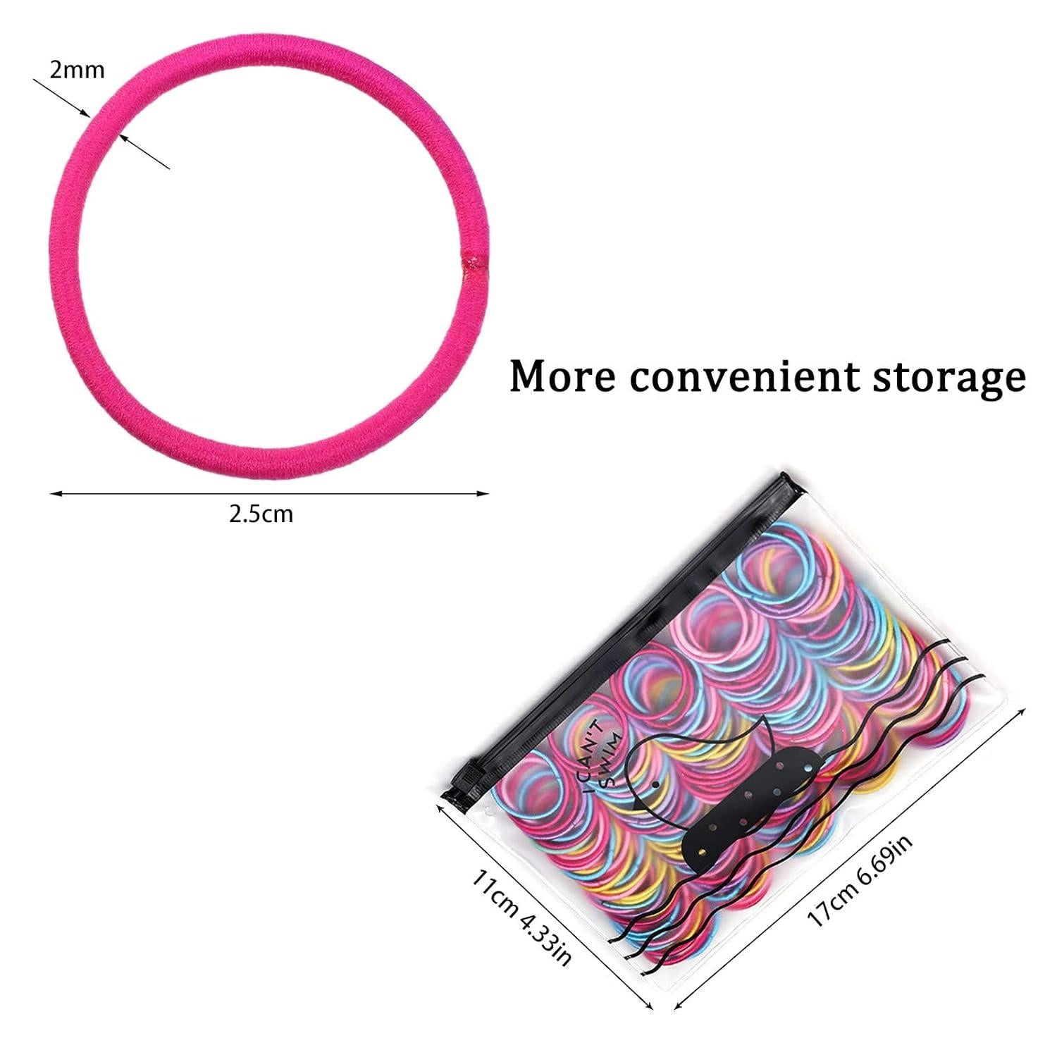 200 Stück Haargummis Multicolor Elastisch, 2mm, für Mädchen