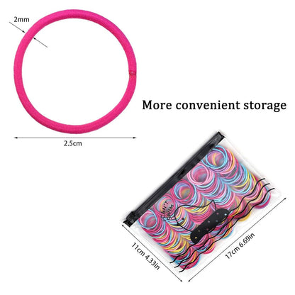 200 Stück Haargummis Multicolor Elastisch, 2mm, für Mädchen