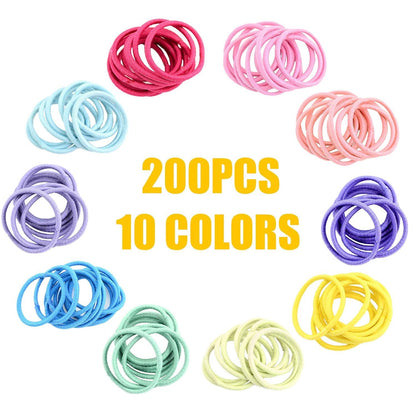 200 Stück bunte elastische Haargummis Set mit 2mm Dicke