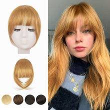 Echthaar Clip in Pony Fringe Golden Blond Hair Extensions