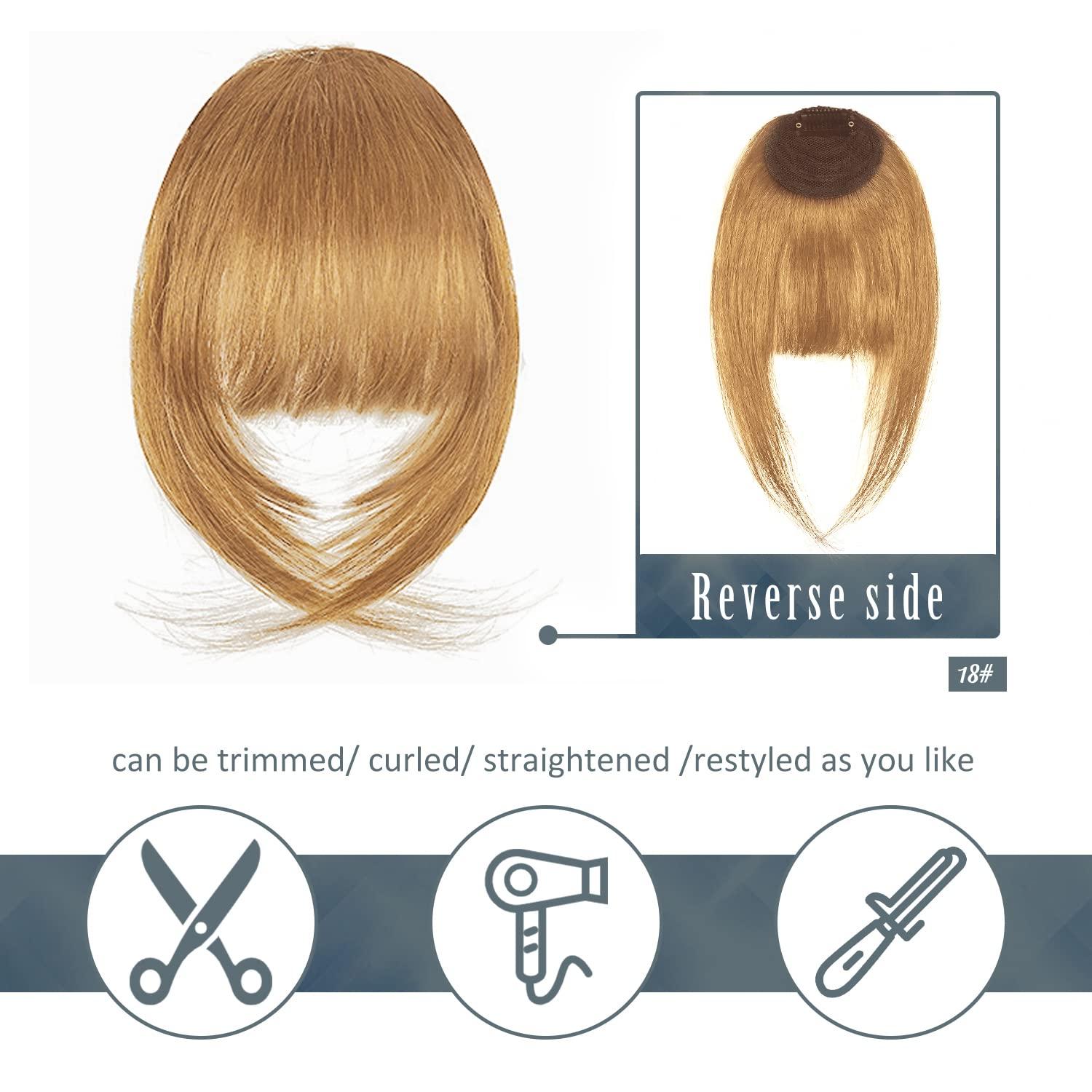 Echthaar Clip in Pony Fringe Golden Blond Hair Extensions