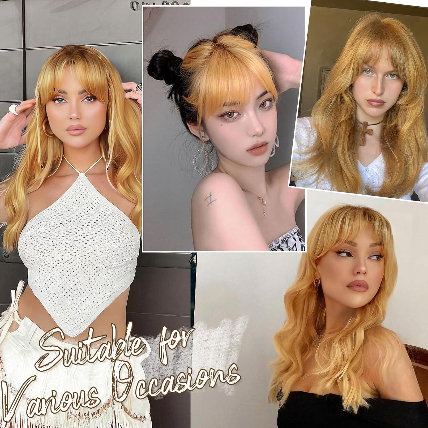 Echthaar Clip in Pony Golden Blond Fringe extensions