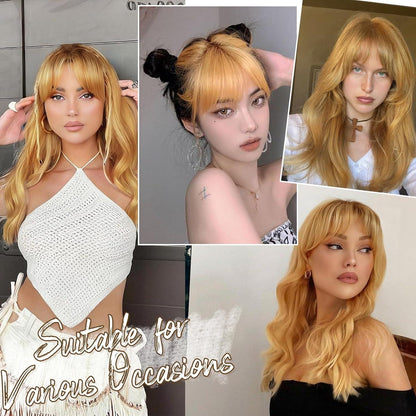 Echthaar Clip in Pony Golden Blond Fringe extensions