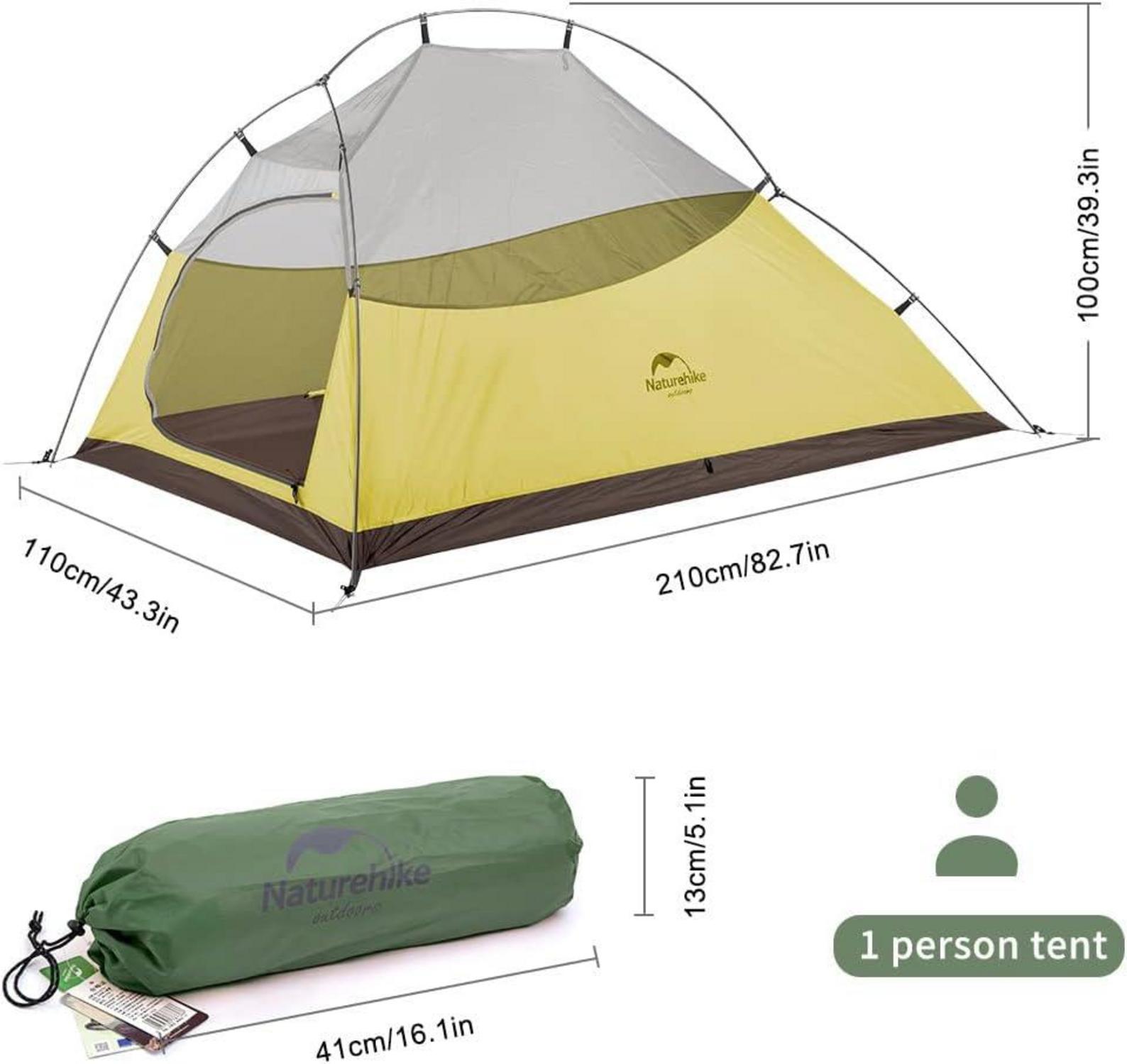 Naturehike Cloud up 1P Rucksack Zelt Camping Kuppel ultraleichtes Zelt 20D