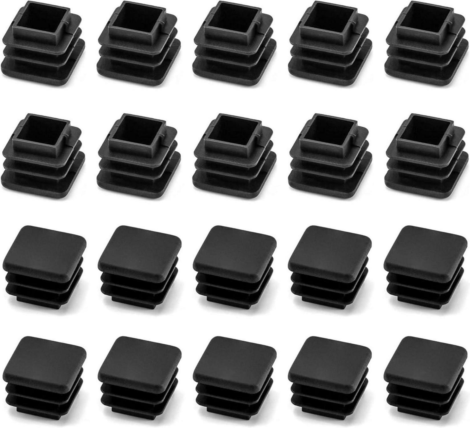 20x20mm Quadratstopfen (20 Stück) Schwarz - Möbelbeinschutz