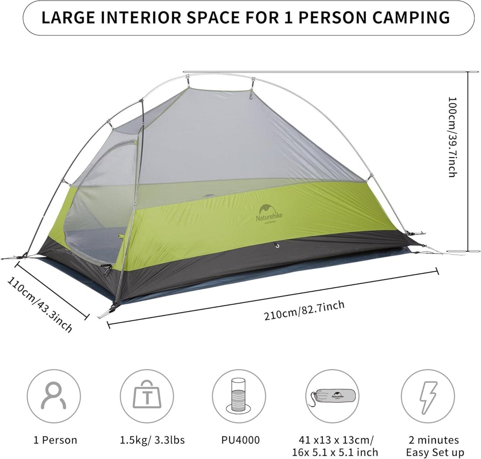 Leichtes 1-Personen Rucksack Zelt für Camping und Wandern