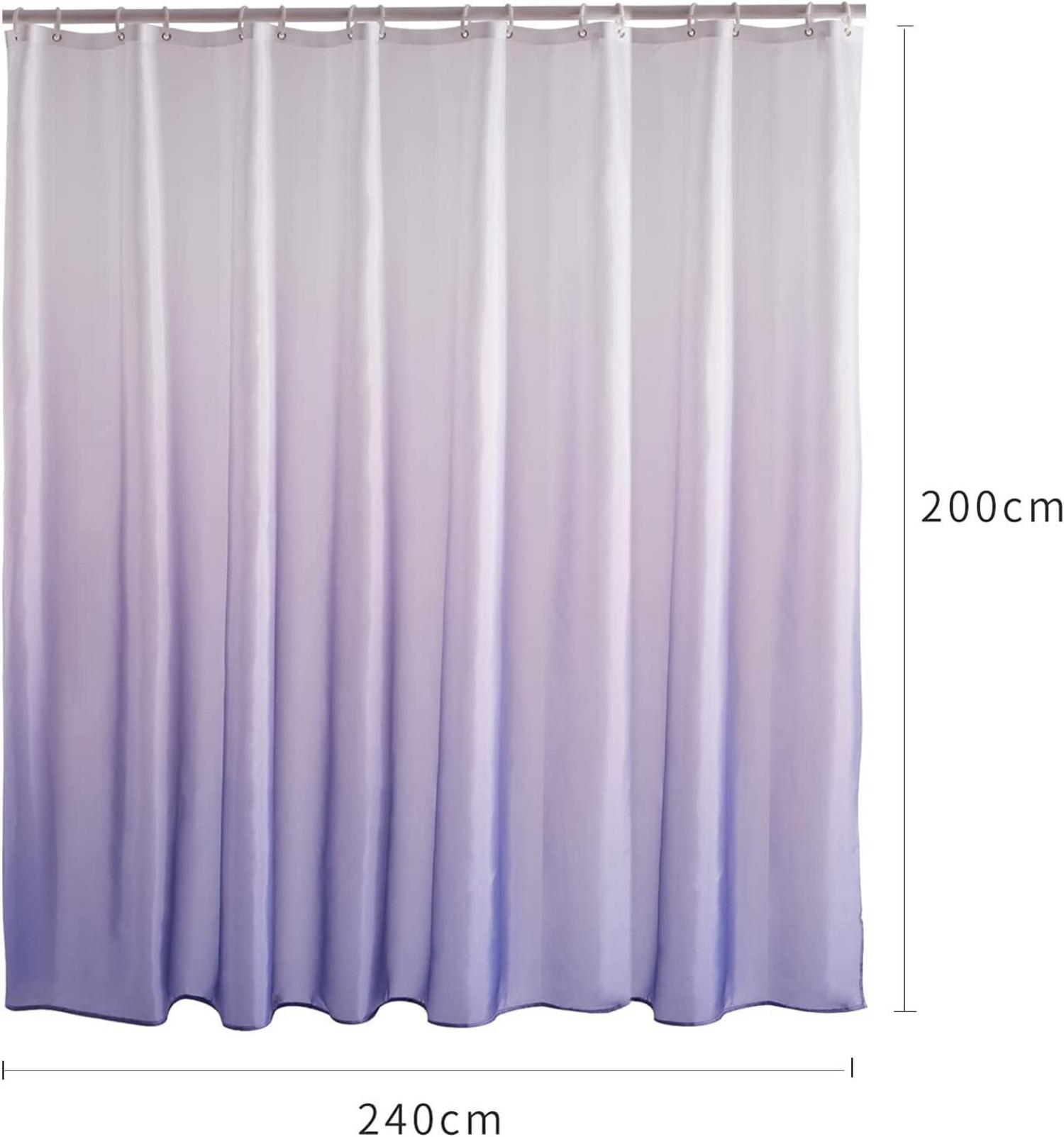 Duschvorhang Überlänge Anti-schimmel Stoff Wasserdicht Weiß 240x200cm