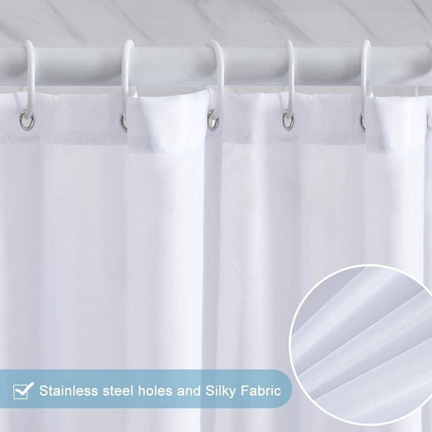 Extra breiter Duschvorhang Überlänge 240x200cm Weiß Lila mit 16 Haken